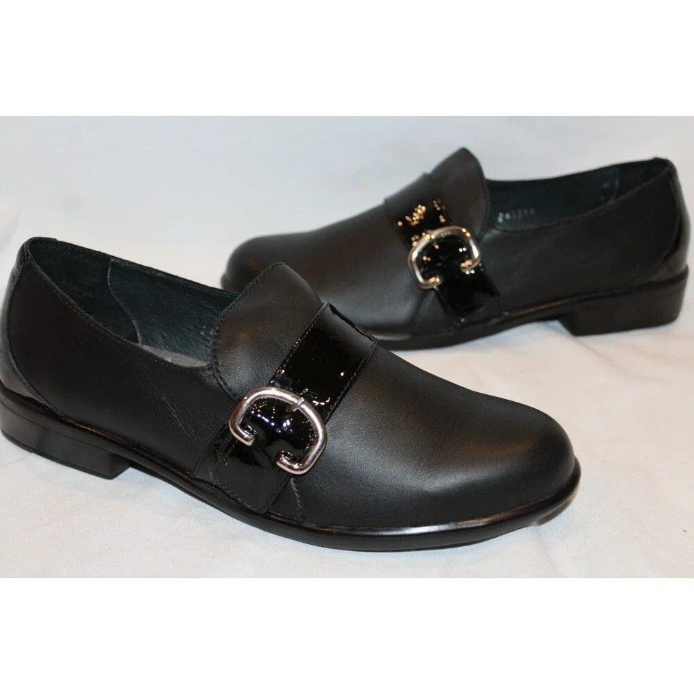 NAOT Viscol Women's Leather Buckle‎ Loafers Black NIB $205 SZ EU 41 US 10